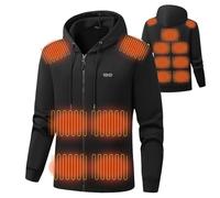 Heated Zip Up Hoodie for Women Men Heated Sweatshirt with Dual-Control 17 Heating Zones Winter Outdoor USB Thermal Jacket Coats Warming Hoodies Outerwear Tops(Power Bank Not Included)