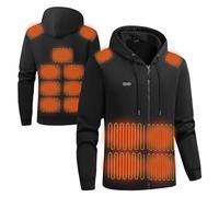 Heated Zip Up Hoodies USB Thermal Hoodie Jacket with Dual-Control 17 Heating Zones Winter Outdoor Warming Hoodies Coats Women's Men's Heated Outerwear Tops(Power Bank Not Included) Black