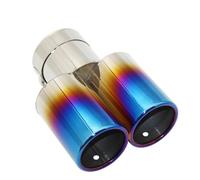 Heater Exhaust Pipe Car Styling Mufflers Exhaust Tail Throat Pipe Tip Flat Universal Stainless Steel Multi-size Dual Outlet Muffler(BLUE 54MM)