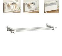 Heater Towel Rack - No Drill Double Rod Hanging Drying Rack 2 Bars 4 Sizes (50/70/90/110 cm) - Fits Panel/Flat Radiators & Electric Heaters (110cm)