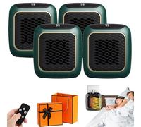 Heatflash Heater, 4Pc Heatflash Ceramic Wall Heater Plug In, Heat Flash Mini Electric Heater With Remote, Ptc Heating Element, Rapid Heating In 3 Seconds, Electric Low Energy Quiet (Green, 4Pc)