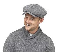 HeatGuard Mens Winter Baker Boy Flat Cap with Thinsulate Thermal Lining Herringbone Grey (M/L)