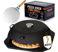 HeatGuard Pro Geras Pizza Oven for Grill - Grill Top Pizza Oven For Outdoor Camping - Pizza Stone, Pizza Peel Kit - Portable Backyard BBQ Pizzas Maker Charcoal, Pellet, Propane Gas Wood Attachment