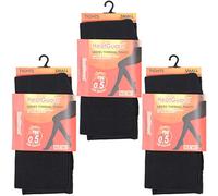 HeatGuard Women's 3-Pack Black Thermal Tights - S (140 Denier, Opacity 1, Seamless, Mid Rise, Machine Washable)