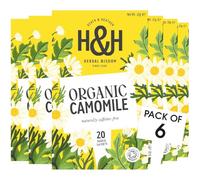 Heath & Heather Organic Camomile Teabags | Individually Wrapped Caffeine-Free Herbal Tea Infusion | 6 Packs of 20, Total 120 Tea Bags