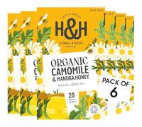Heath & Heather - Organic Camomile with Manuka Honey • Soothing Floral Tea with Natural Sweetness • Caffeine-Free • Vegan • Multipack 6 x 20 Boxes (120 Tea Bags)
