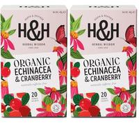 Heath & Heather - Organic Echinacea and Cranberry Tea • herbal Blend • naturally Caffeine-free • Vegan • 20 Tea Bags (Pack of 2)