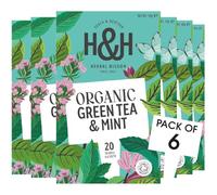 Heath & Heather Organic Green Tea with Moroccan Mint (Case of 6, Total 120 Teabags)