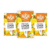 Heath & Heather Organic Lemon & Ginger Tea Bags - 3 Pack Gift Box | Zesty Lemon Tea with Warming Ginger | Caffeine-Free Lemon and Ginger Herbal Tea