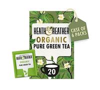 Heath & Heather Organic Pure Green Tea | Individually Wrapped Caffeine-Free Herbal Tea Infusions | 6 Packs of 20, Total 120 Tea Bags