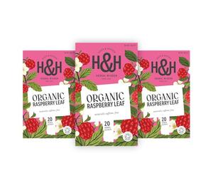 Heath & Heather Organic Raspberry Leaf Tea Bags - 3 x 20 Organic Herbal Tea Bags with Gift Box - Caffeine Free - Certified by the Soil Association - Part of the Best Sellers Range