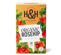 Heath & Heather Organic Rosehip Teabags | Individually Wrapped Caffeine-Free Herbal Tea Infusions | 1 Pack of 20, Total 20 Tea Bags