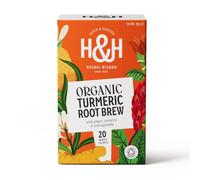 Heath & Heather - Organic Turmeric Root Brew Tea with Ginger & Ashwagandha • Adaptogenic Blend • Caffeine-Free • Vegan • Anti-Inflammatory Herbal Infusion • 20 Tea Bags