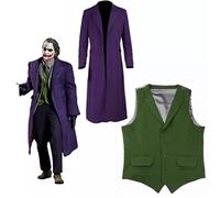 Heath Ledger Cosplay Suit Halloween mens The Dark Knight Joker Costume Purple Jacket Full sets vestidos Movie
