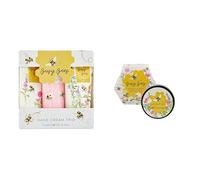 Heathcote & Ivory Hand Cream 3x 30 ml, Busy Bees Collection, Vegan Honey+Heathcote & Ivory Lip Butter 20g, Shea Butter, Busy Bees Collection