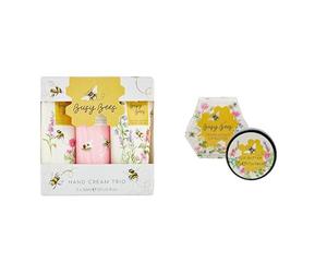 Heathcote & Ivory Hand Cream 3x 30 ml, Busy Bees Collection, Vegan Honey+Heathcote & Ivory Lip Butter 20g, Shea Butter, Busy Bees Collection