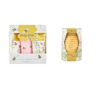 Heathcote & Ivory Hand Cream 3x 30 ml, Busy Bees Collection, Vegan Honey+Heathcote & Ivory Soap 280g, Orange Blossom and Honey Fragrance, Busy Bees Beehive Soap Bar