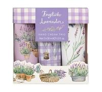 Heathcote & Ivory Hand Cream Trio 3x 30ml, Lavender Scented, Shea Butter, Argan Oil, Moisturiser Leaving Skin Soft, Beauty Gift For Her, Travel and Handbag Size, Vegan and Cruelty Free