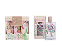 Heathcote & Ivory Hand Cream Trio 3x 30ml, Sweet Pea Fragrance+Heathcote & Ivory Eau De Toilette 75ml, Sweet Pea Fragrance,Embossed Perfume Bottle