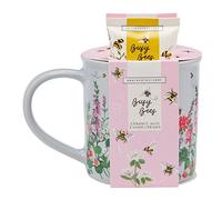 Heathcote & Ivory Busy Bees Giftable Mug Set | 2x50ml Hand Cream and Ceramic Mug , Keep Hands Soft and Scented | Cruelty Free & Vegan Friendly | Travel Friendly Sizes