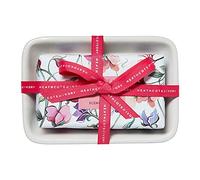 Heathcote & Ivory Scented Soap in Cermaic Dish 150g, Moisturiser, Shea Butter, Sweet Pea Honeysuckle Fragrance, Housewarming Gift, Vegan and Cruelty Friendly