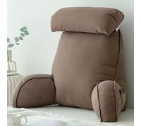 HEATHE Reading Pillow For Bed,Lumbar Support Cushion,Cuddle Cushion,Bed Chair Pillow With Arms,Sofa Waist Pillow,With Round Pillow,Perfect For Sitting,Reading,or Gaming,75×40×50cm, Coffee Color