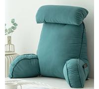 HEATHE Reading Pillow For Bed,Lumbar Support Cushion,Cuddle Cushion,Bed Chair With Arms,Sofa Waist,With Round Pillow,Perfect For Sitting,Reading,or Gaming (Emerald Green)