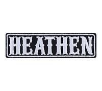 Heathen - Embroidered Iron on Patches for Motorcycle Bikers, Riders, Rockers | Sew on or Iron on Anti-Religion Applique Patches for Backpacks, Jeans, Jackets, Vest, Motorcycle Case 90X25 mm