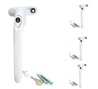 Heather 4 UK White Upvc Window Handle Replacement Double Glazing Universal Inline Espag Lockable Childproof PVC Windows Handle Spindle with Universal Key and Fixing Screws Left or Right (4, White)