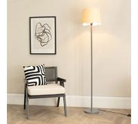 ValueLights | Tripod Grey Wood Floor Lamp with White Trim Scallop Shade Living Room Lounge Light | Floor Lamps, Home Décor & Improvement Essential | Included LED Bulb