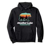 Heather Lake Falls Washington Fishing Summer Bear Pullover Hoodie