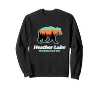 Heather Lake Falls Washington Fishing Summer Bear Sweatshirt