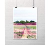 Heather Landscape Art. View Across The Common, Tunstall, Suffolk, Warm Modern Abstract Wall Artwork Poster Print A4 / A3 / A2 Unframed (30 x 40 cm)