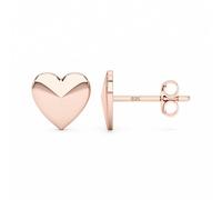 Heather Needham Silver 8mm Heart Stud Earrings in 18k Rose Gold Plated Sterling Silver - Cute Romantic Jewellery Gift for Women & Girls - Minimalist Everyday Studs - AJER90-R