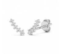 Heather Needham Silver Cubic Zirconia Ear Climber Earrings in Rhodium Plated Sterling Silver, 6mm, Hypoallergenic, Gift Boxed 633