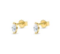 Heather Needham Silver Marquise Cut Cubic Zirconia Stud Earrings for Women in 18k Gold Plated Sterling Silver - Small Elegant Solitaire Studs 3×7mm - Gift Boxed ER301G