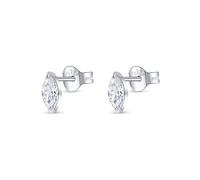 Heather Needham Silver Marquise Cut Cubic Zirconia Stud Earrings for Women - Small Elegant Solitaire Studs 3×7mm - Gift Boxed ER301