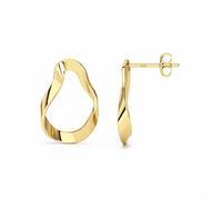 Heather Needham Silver Organic Shaped Stud Earrings in 18k Gold Plated Sterling Silver - Abstract Wavy Modern Design - Minimalist Jewellery Gift for Women & Girls - AJER12-Y