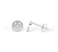 Heather Needham Silver Smiley Stud Earrings in Rhodium Plated Sterling Silver - 7 x 1.2 mm - Cute Earrings - Gift Boxed 100