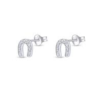 Heather Needham Silver Sterling Silver Horseshoe Stud Earrings, 5mm, CZ Crystal, 925 Hallmark, Push Back