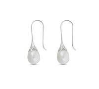 Heather Needham Silver Teardrop Pearl Dangle Earrings in 925 Sterling Silver - 33mm Drop with 10mm Synthetic Pearls - Elegant Drop Earrings for Women Girls - Gift for Her ER281