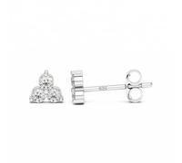 Heather Needham Silver Three-Stone Cubic Zirconia Stud Earrings for Women & Girls - Rhodium-Plated 925 Sterling Silver Trio Studs - Classic Sparkly CZ Earrings - 5mm - AJER716