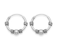 Heather Needham Sterling Silver Bali Hoop earrings, Ball & 4 wires - SMALL - Size: 13mm diameter. Gift Boxed 6203