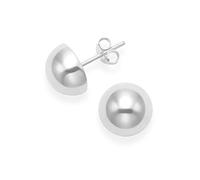 Heather Needham Sterling Silver Ball stud earrings - Large - flat back ball stud earrings - Size: 10mm Silver Half ball Earrings. Gift boxed 5296/B41HN