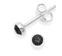 Heather Needham Sterling Silver Black cubic zirconia Earrings - round stud earrings - Black - SIZE: SMALL 4mm Gift boxed THE PHOTO IS NOT LIFE SIZE. 5554BKZ