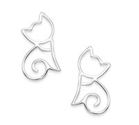 Heather Needham Sterling Silver Cat Stud Earrings - SIZE: 9mm x 5mm SMALLER THAN SHOWN.. Gift Boxed 5129