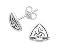Heather Needham Sterling Silver Celtic Earrings - SIZE: 9mm. Gift Boxed Celtic Trinity Stud Earrings 5178HN