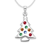 Heather Needham Sterling Silver Christmas Tree Necklace pendant on 16"/40cm Silver chain - - SIZE: 23mm x 16mm plus loop- gift Boxed 04811/16