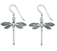 Heather Needham - Sterling Silver Dragonfly earrings - large oxidised dragonfly earrings - SIZE: 20mm x 22mm. Gift boxed 6095