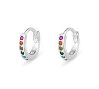 Heather Needham Sterling Silver Hoop Earrings for Women | Multi Coloured Cubic Zirconia Small Hoop Earrings | Size 2 x 12 mm | Gift Boxed EHP244MTCZ